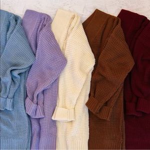 NWOT Oversized v-neck waffle sweater